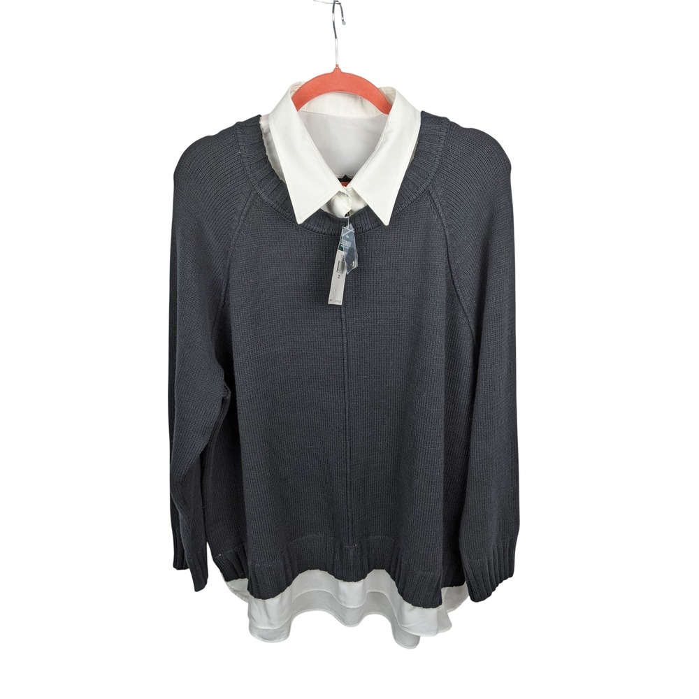 Lauren Ralph Lauren Black Layered Preppy Look Sweater Plus Size 3X NWT